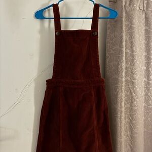 Corduroy Pinafore Dress in Rich Burgundy